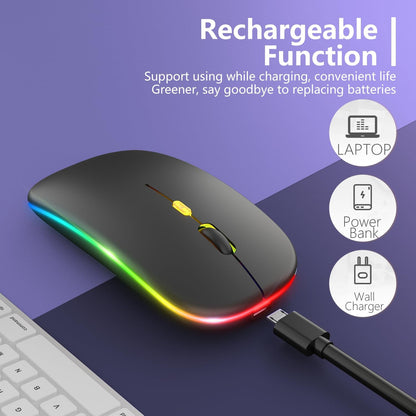 Upgrade LED Wireless Slim Silent Computer Mouse, 2.4G Portable Optical Office Mouse with USB & Type-C Receiver, 3 Adjustable DPI Levels for Notebook, PC, Laptop, Macbook