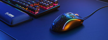Model D Wired Gaming Mouse - 68G Superlight Honeycomb Design, RGB, Ergonomic, Pixart 3360 Sensor, Omron Switches, PTFE Feet, 6 Buttons - Matte Black