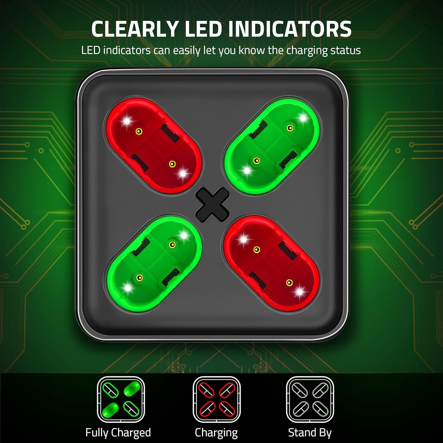 Charger for X-1 Controller Battery Pack, 4X 2550Mah Rechargeable Battery Packs Charging Station, Battery Charger Accessories Kit for X-1/Series X|S/One S|X/One Elite Controllers, Xbox 360 Batteries