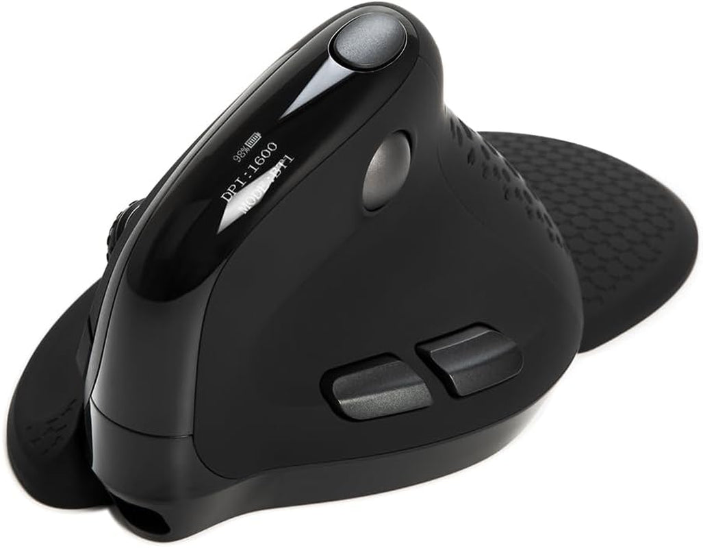 Seeker Ergonomic Mouse Wireless, Vertical Mouse with OLED Screen, 6 Buttons&Thumb Wheel Function, Silent Click, up to 7200DPI, Programmable, Rechargeable, Bt/2.4G/Wired, RGB Light(M618Xsd-Black)
