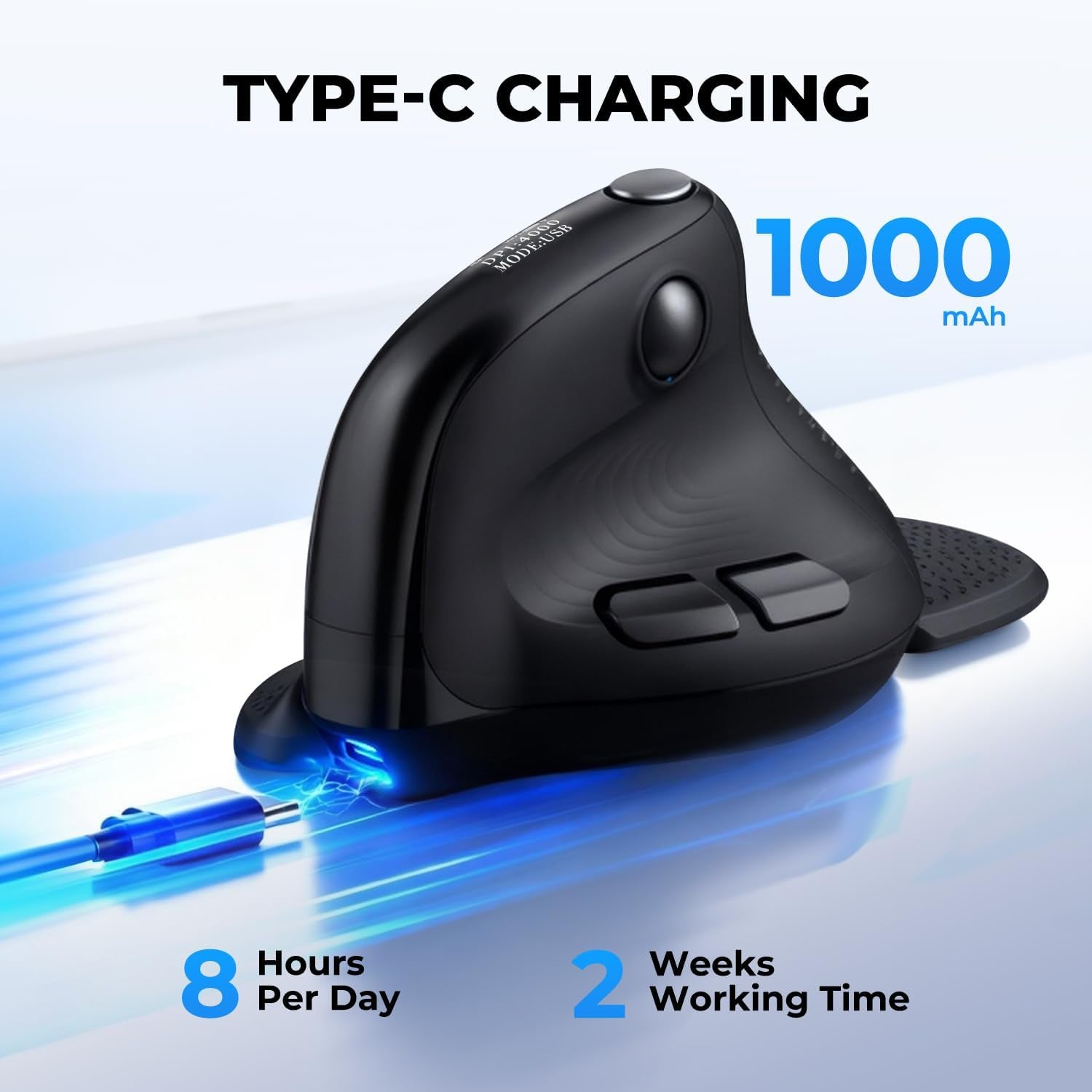 Seeker Ergonomic Mouse Wireless, Vertical Mouse with OLED Screen, 6 Buttons&Thumb Wheel Function, Silent Click, up to 7200DPI, Programmable, Rechargeable, Bt/2.4G/Wired, RGB Light(M618Xsd-Black)