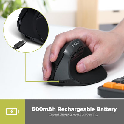 Wireless Ergonomic Mouse, Vertical Mouse for Small Hands, Silent Click Ergo Mouse, up to 4000 DPI, 6 Buttons, Rechargeable, 2.4G/BT 5.2 Dual-Mode, Compatible with Laptop/Pc (M618Mini-Iron Gray)