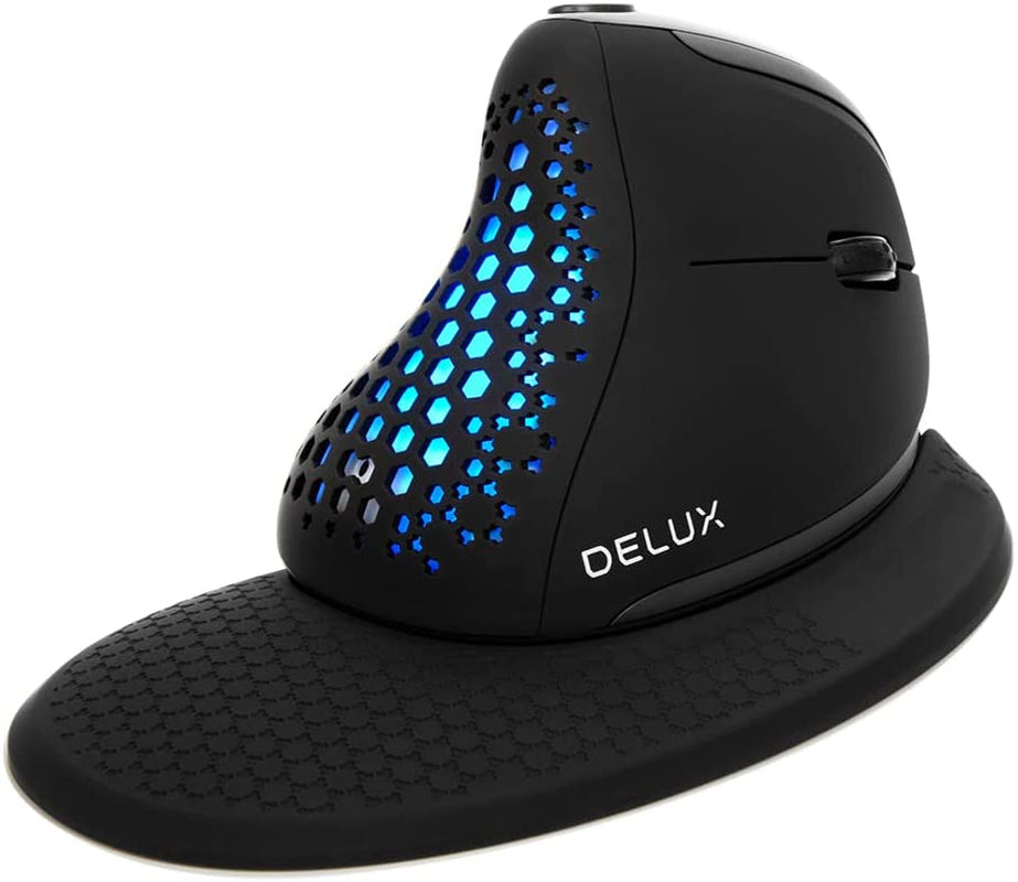 Seeker Ergonomic Mouse Wireless, Vertical Mouse with OLED Screen, 6 Buttons&Thumb Wheel Function, Silent Click, up to 7200DPI, Programmable, Rechargeable, Bt/2.4G/Wired, RGB Light(M618Xsd-Black)