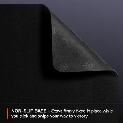 Qck Large Gaming Mousepad — Black — Non-Slip Silicone Rubber Base — Peak Tracking and Stability — Optimized for Gaming Sensors — 490 Mm X 420 Mm — FPS, Mobas, RTS, MMO