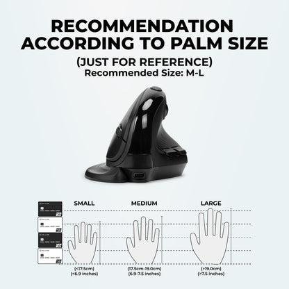 Seeker Ergonomic Mouse Wireless, Vertical Mouse with OLED Screen, 6 Buttons&Thumb Wheel Function, Silent Click, up to 7200DPI, Programmable, Rechargeable, Bt/2.4G/Wired, RGB Light(M618Xsd-Black)