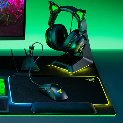 Ergonomic Wrist Rest for Gaming Mice: Anti-Slip Rubber Base - Angled Incline - Classic Black