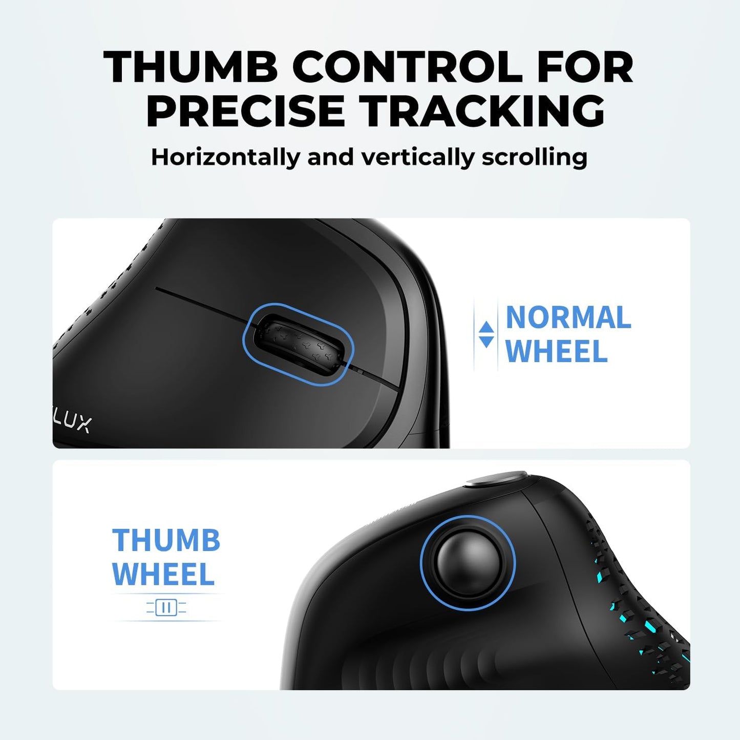 Seeker Ergonomic Mouse Wireless, Vertical Mouse with OLED Screen, 6 Buttons&Thumb Wheel Function, Silent Click, up to 7200DPI, Programmable, Rechargeable, Bt/2.4G/Wired, RGB Light(M618Xsd-Black)