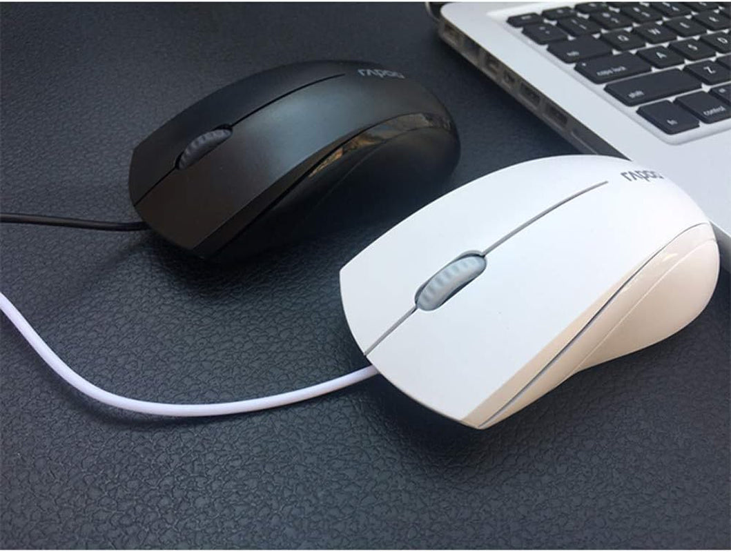 N1600 3-Button Quiet Wired Mouse, 1000DPI Optical Mouse, Quiet Button, Ergonomic Shape, for Desktop Computers Laptops, Matte White