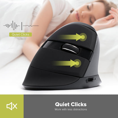 Wireless Ergonomic Mouse, Vertical Mouse for Small Hands, Silent Click Ergo Mouse, up to 4000 DPI, 6 Buttons, Rechargeable, 2.4G/BT 5.2 Dual-Mode, Compatible with Laptop/Pc (M618Mini-Iron Gray)