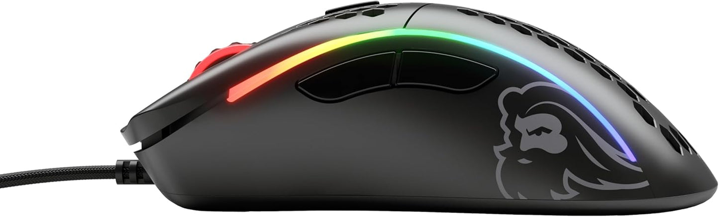 Model D Wired Gaming Mouse - 68G Superlight Honeycomb Design, RGB, Ergonomic, Pixart 3360 Sensor, Omron Switches, PTFE Feet, 6 Buttons - Matte Black
