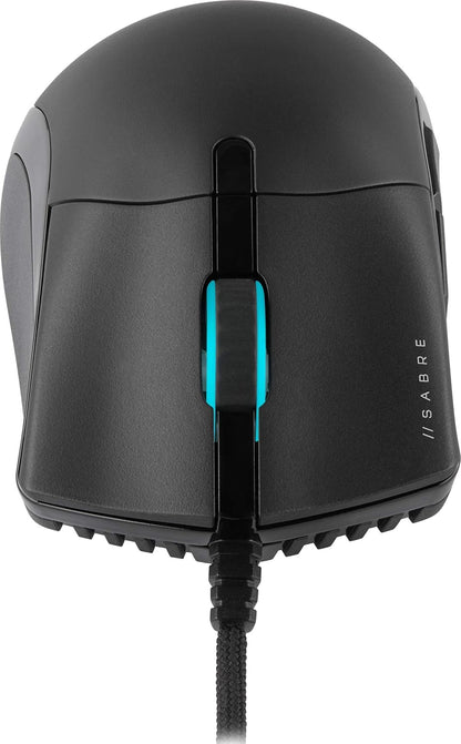 Sabre RGB PRO Champion Series FPS/MOBA Gaming Mouse - Ergonomic Shape for Esports and Competitive Play - Ultra-Lightweight 74G - Flexible Paracord Cable