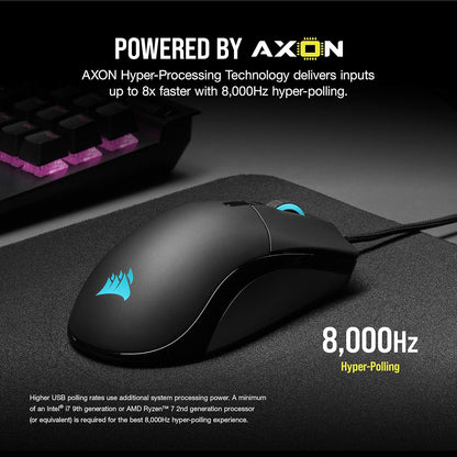 Sabre RGB PRO Champion Series FPS/MOBA Gaming Mouse - Ergonomic Shape for Esports and Competitive Play - Ultra-Lightweight 74G - Flexible Paracord Cable