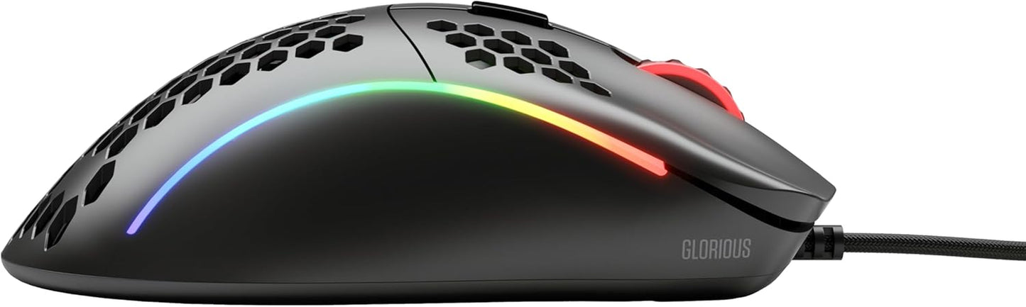 Model D Wired Gaming Mouse - 68G Superlight Honeycomb Design, RGB, Ergonomic, Pixart 3360 Sensor, Omron Switches, PTFE Feet, 6 Buttons - Matte Black