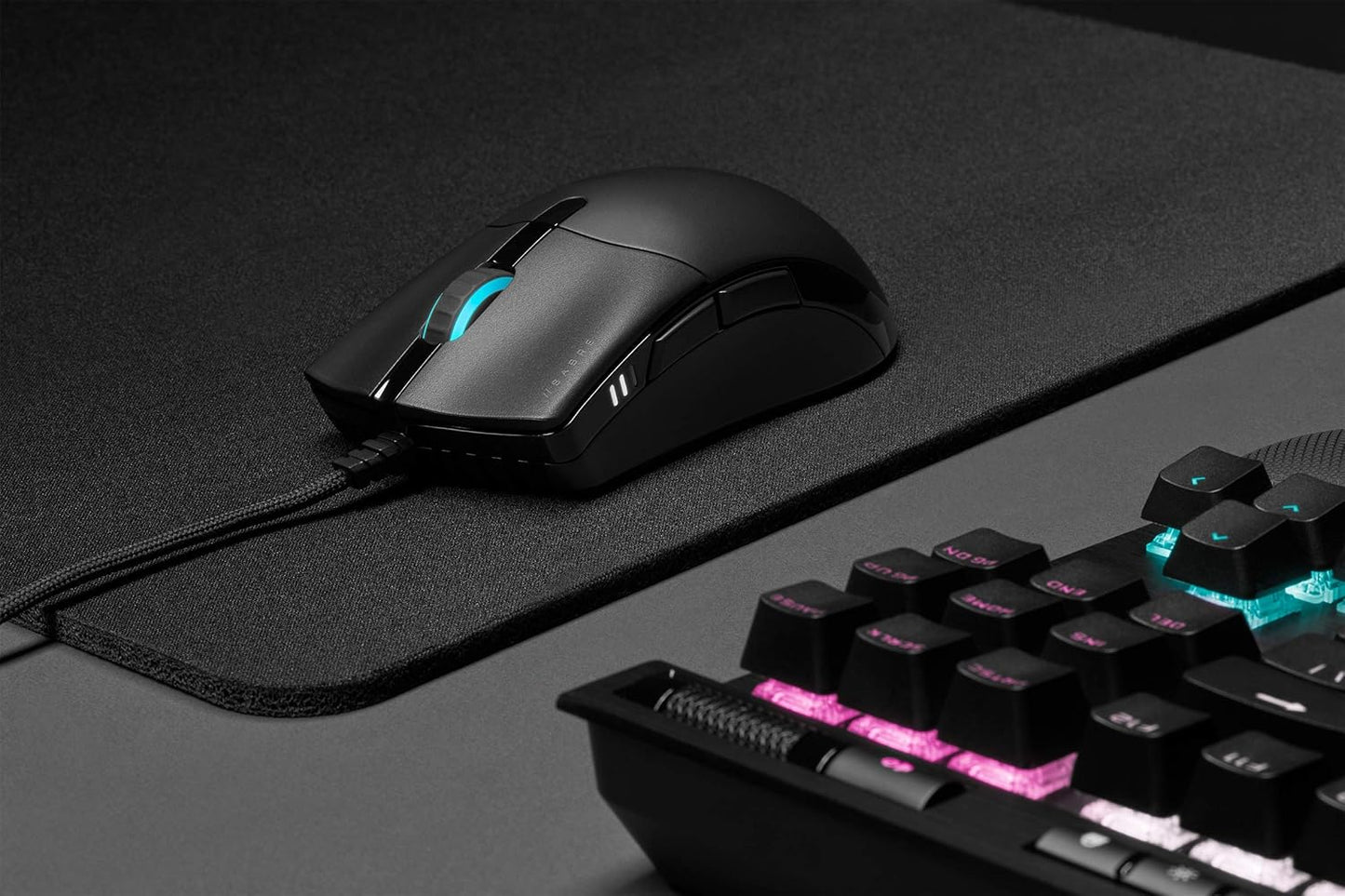Sabre RGB PRO Champion Series FPS/MOBA Gaming Mouse - Ergonomic Shape for Esports and Competitive Play - Ultra-Lightweight 74G - Flexible Paracord Cable