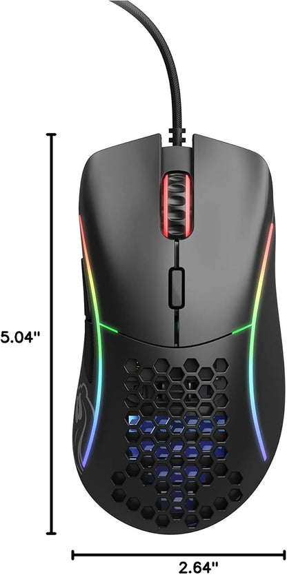Model D Wired Gaming Mouse - 68G Superlight Honeycomb Design, RGB, Ergonomic, Pixart 3360 Sensor, Omron Switches, PTFE Feet, 6 Buttons - Matte Black