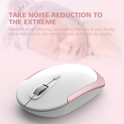 Wireless Keyboard and Mouse Combo - 2.4G Portable Wireless Keyboard Mouse with Rechargeable Battery, Ergonomic Design, Full Size, Slim & Thin, Stable Connection, Adjustable DPI, Rose Gold